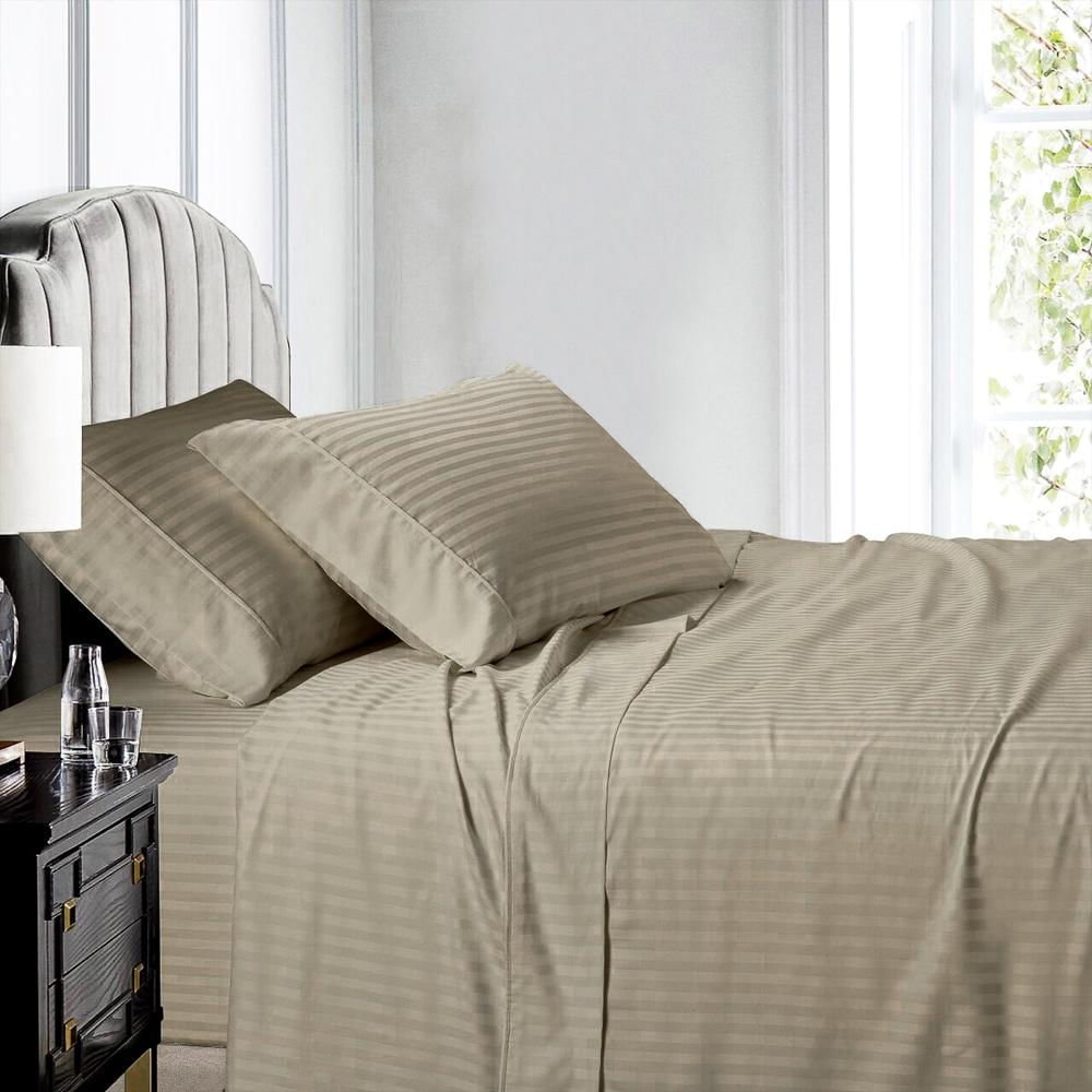 Juego De Sabanas King Mic Sateen Stripe Taupe img #1