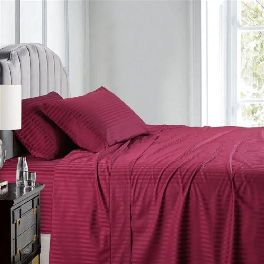 Juego De Sabanas King Mic Sateen Stripe Vinotinto img #1