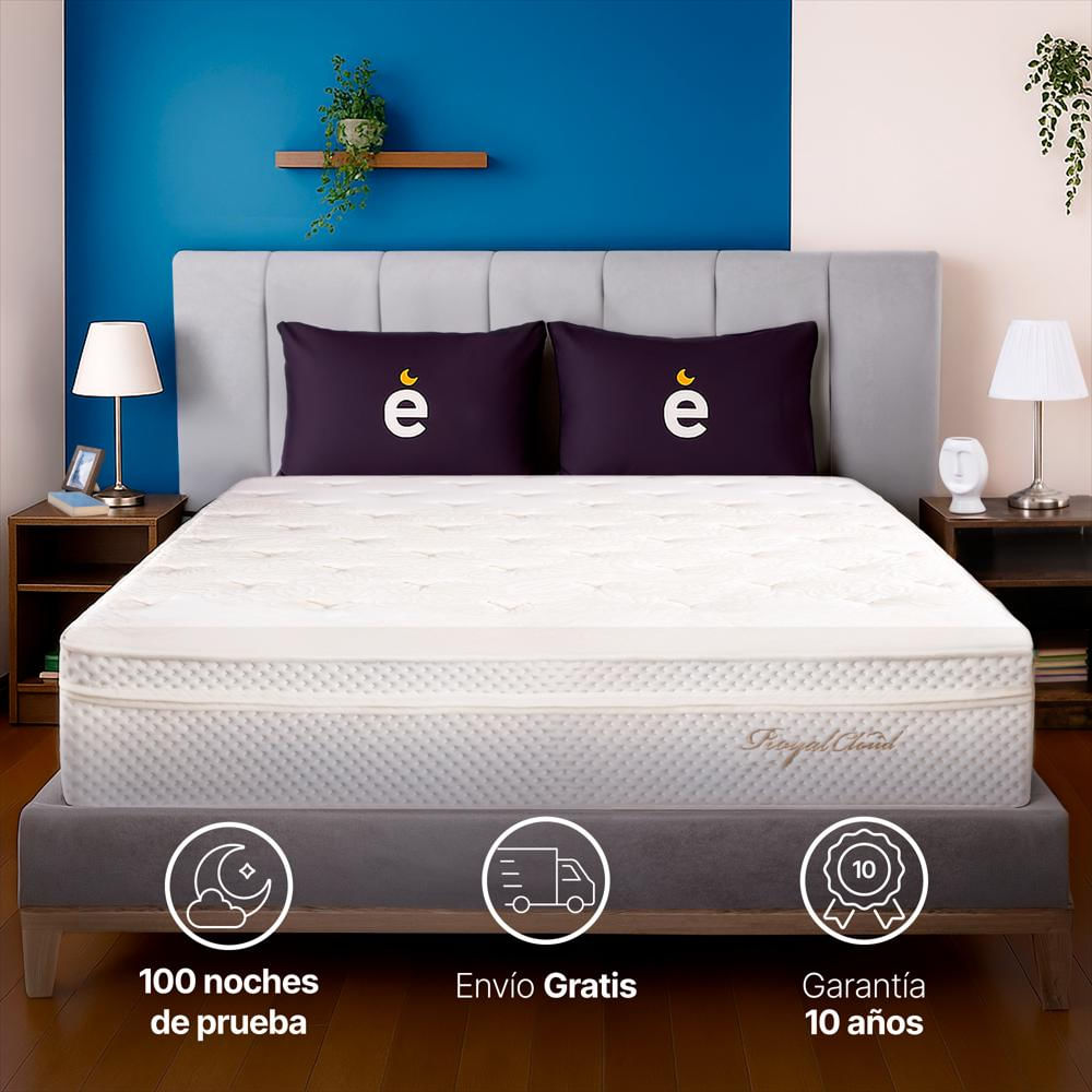 Set Base + Colchón Essencial Royal Cloud Doble Gris Claro Essenza img #5