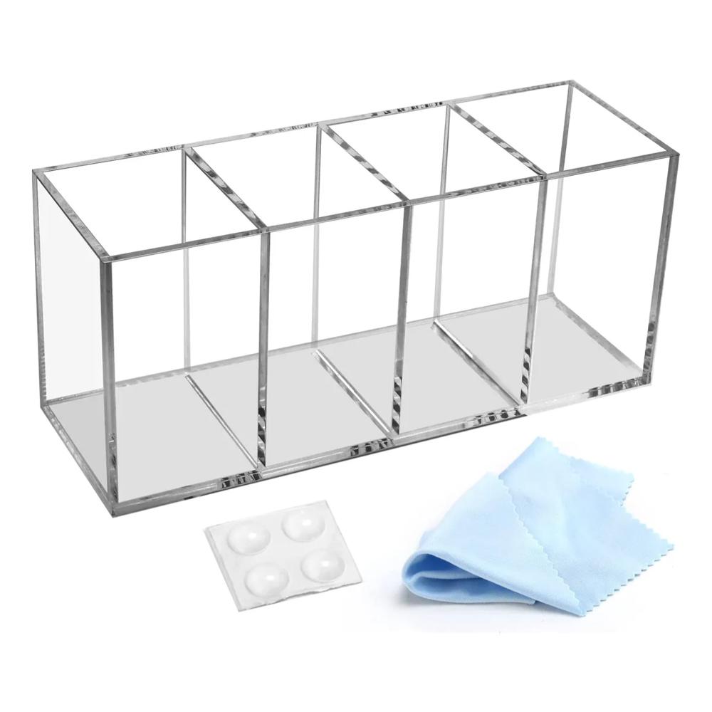 Organizador En Acrilico Con 4 Compartimentos Multiusos Color Transparente img #1