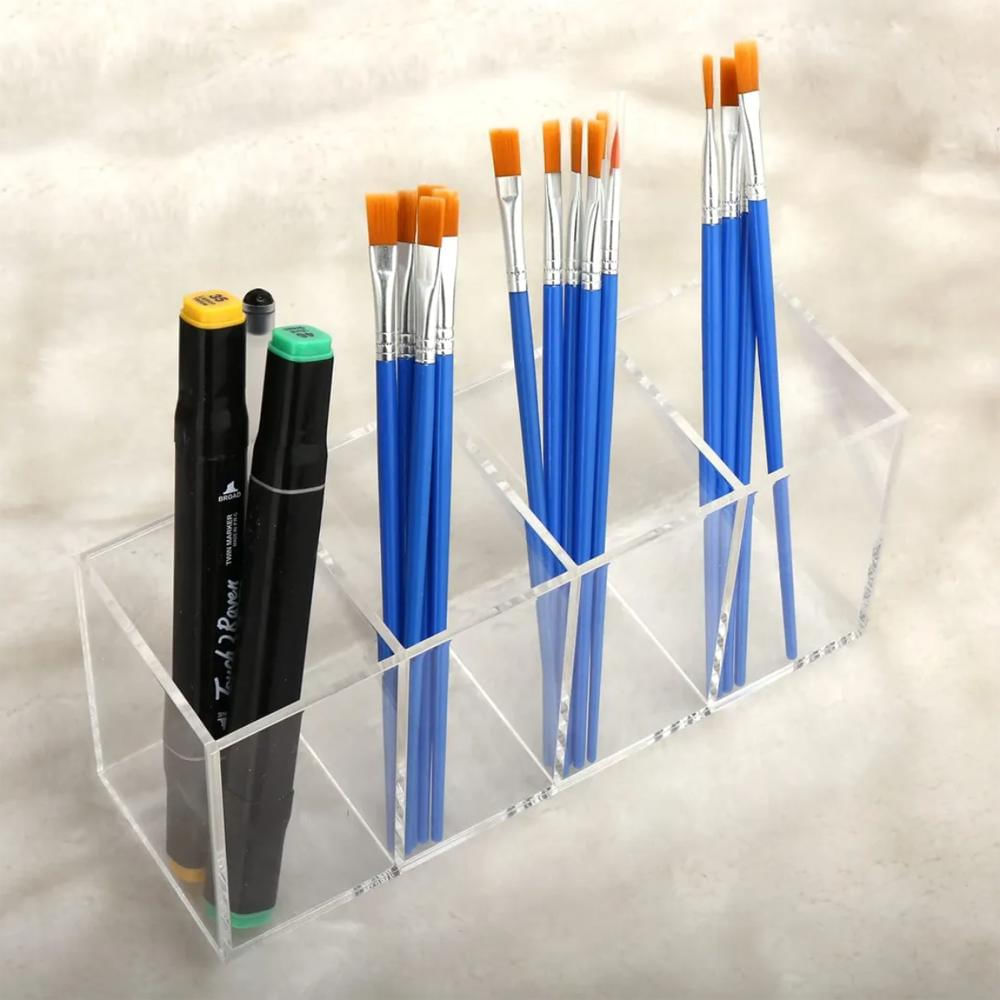 Organizador En Acrilico Con 4 Compartimentos Multiusos Color Transparente img #3