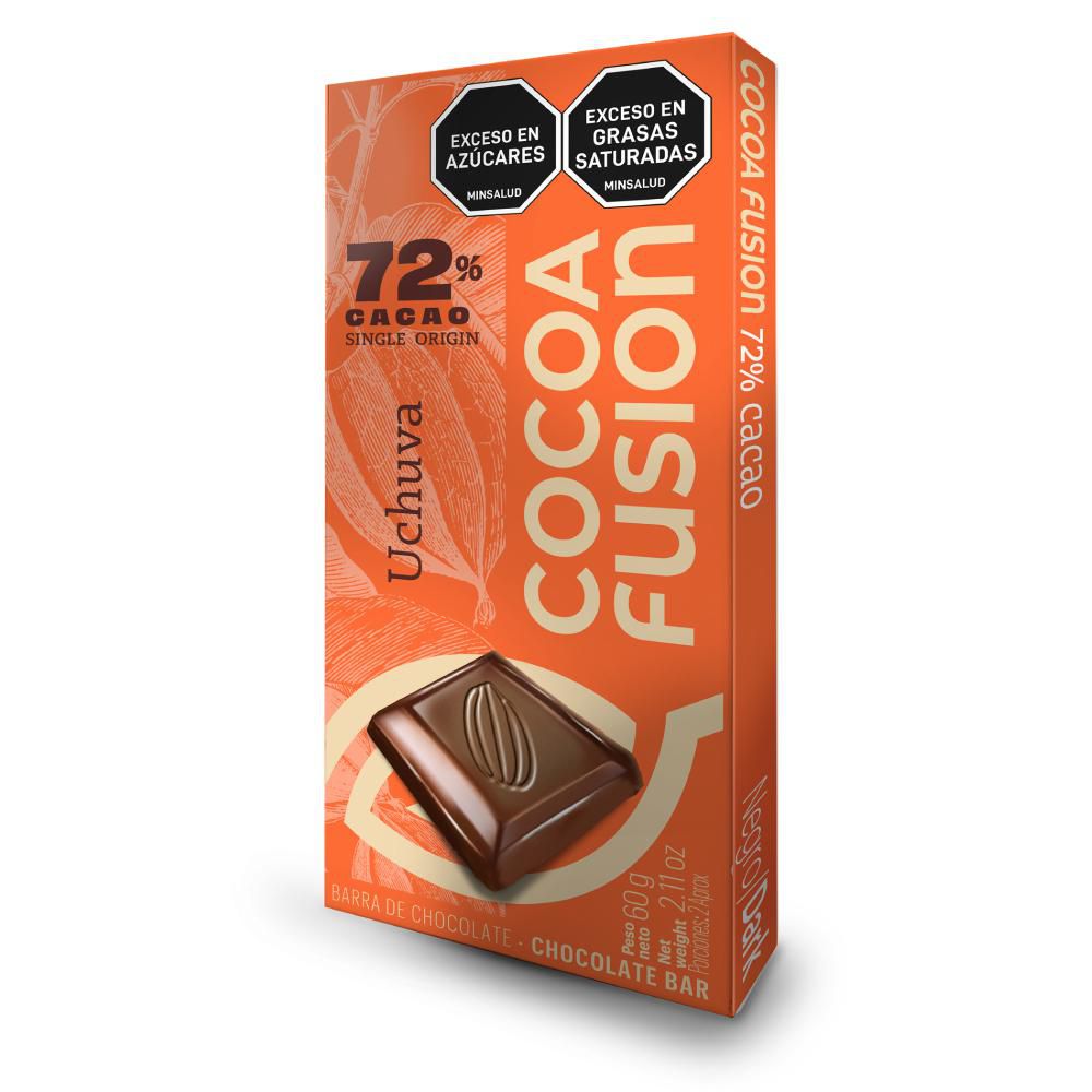 Barra de chocolate MOUNTAIN FOOD cocoa fusión 72% cacao uchuva (60  gr)