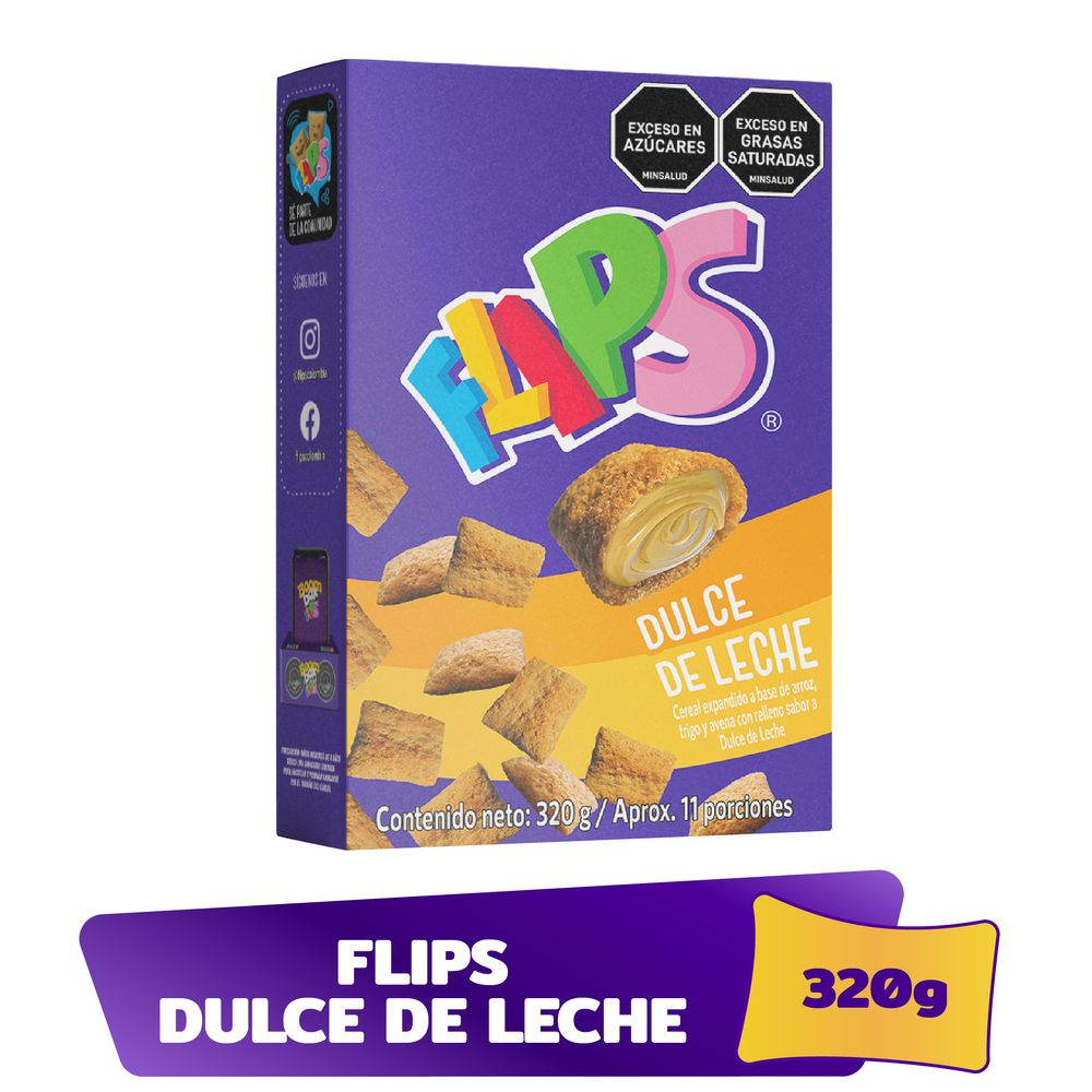 Cereal FLIPS relleno dulce de leche (320  gr)