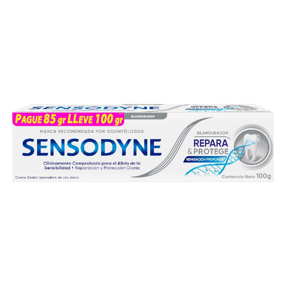 Crema dental SENSODYNE blanqueadora, repara & protege (85  gr)