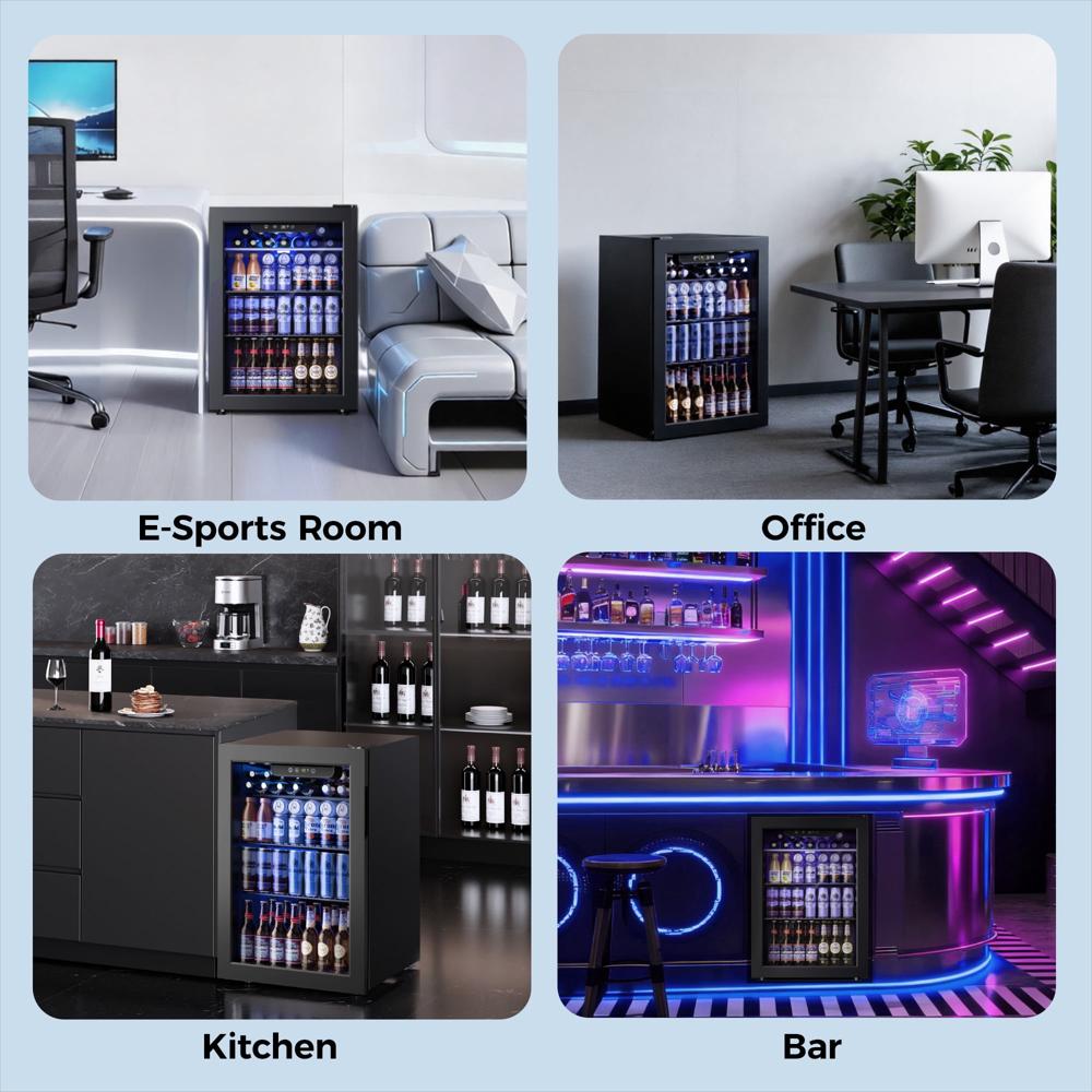 Nevera Simzlife Con Puerta De Vidrio Y Estantes Ajustables Para Bebidas img #3