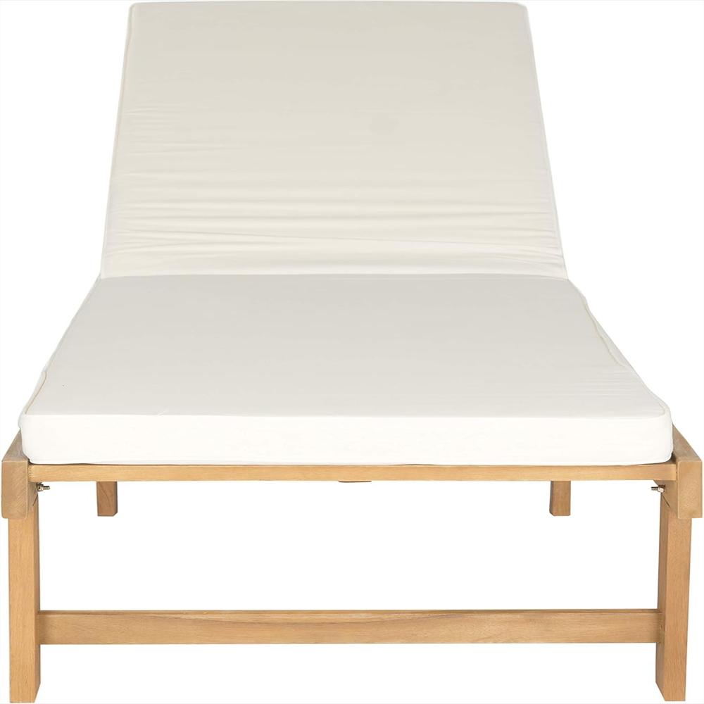 Silla Lounge De Madera De Acacia Con Tapicería Beige img #1