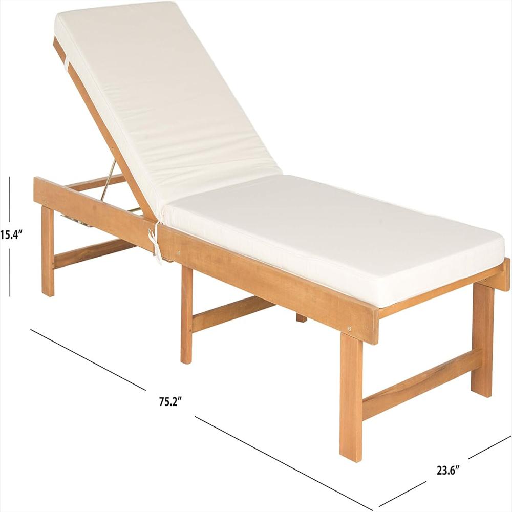 Silla Lounge De Madera De Acacia Con Tapicería Beige img #3