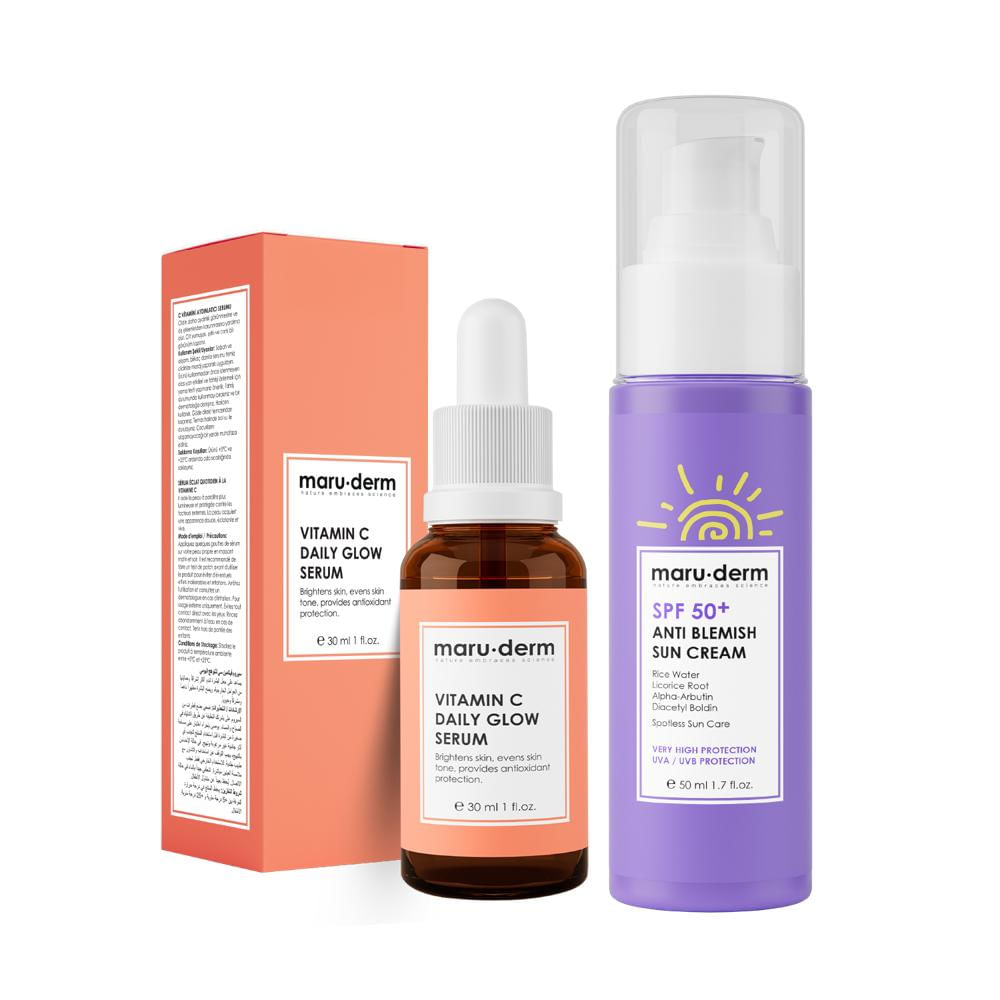 Dúo Iluminador Vitamina C + Protector Solar Antimanchas Spf 50+ Maruderm