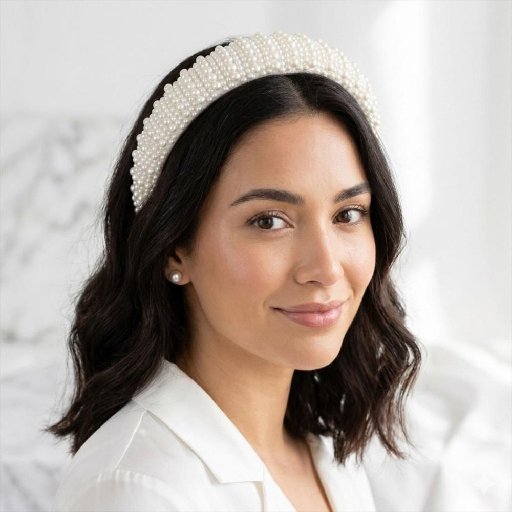 Balaca Diadema Perlas Tejidas Elegante Para Mujer Y Niña img #4
