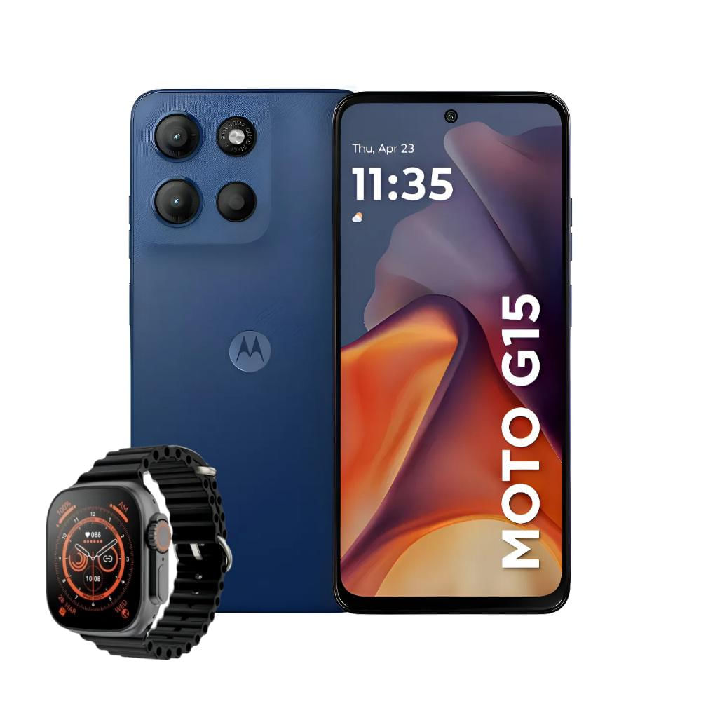 Celular Motorola G15 Lte 512Gb 8Gb Ram Azul + Smartwatch