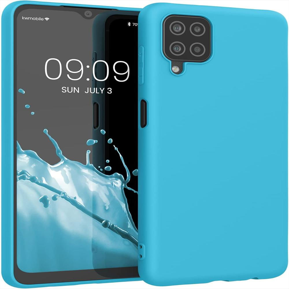 Estuche Funda Forro Protector En Silicona Para Samsung A12 Celeste img #1