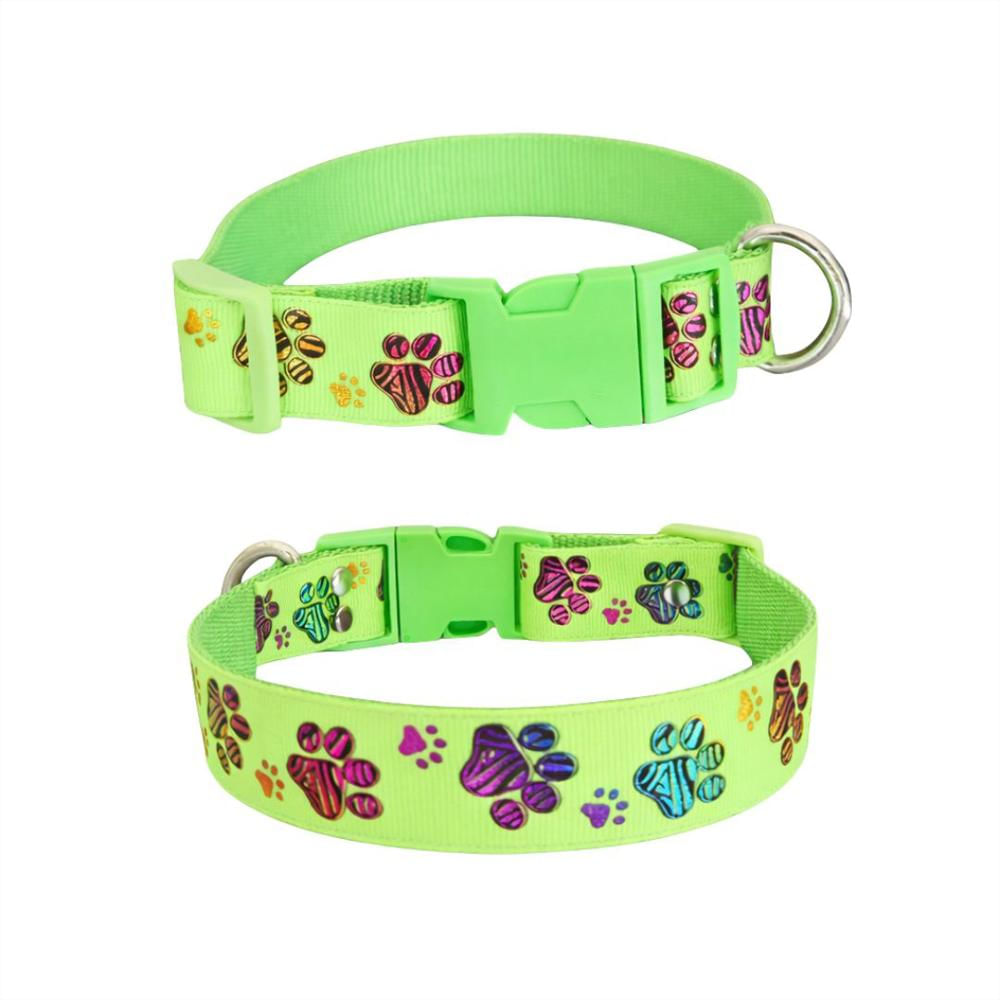 Collar Para Perro Estilo Huellitas Verde, Diseño Único Talla M img #1