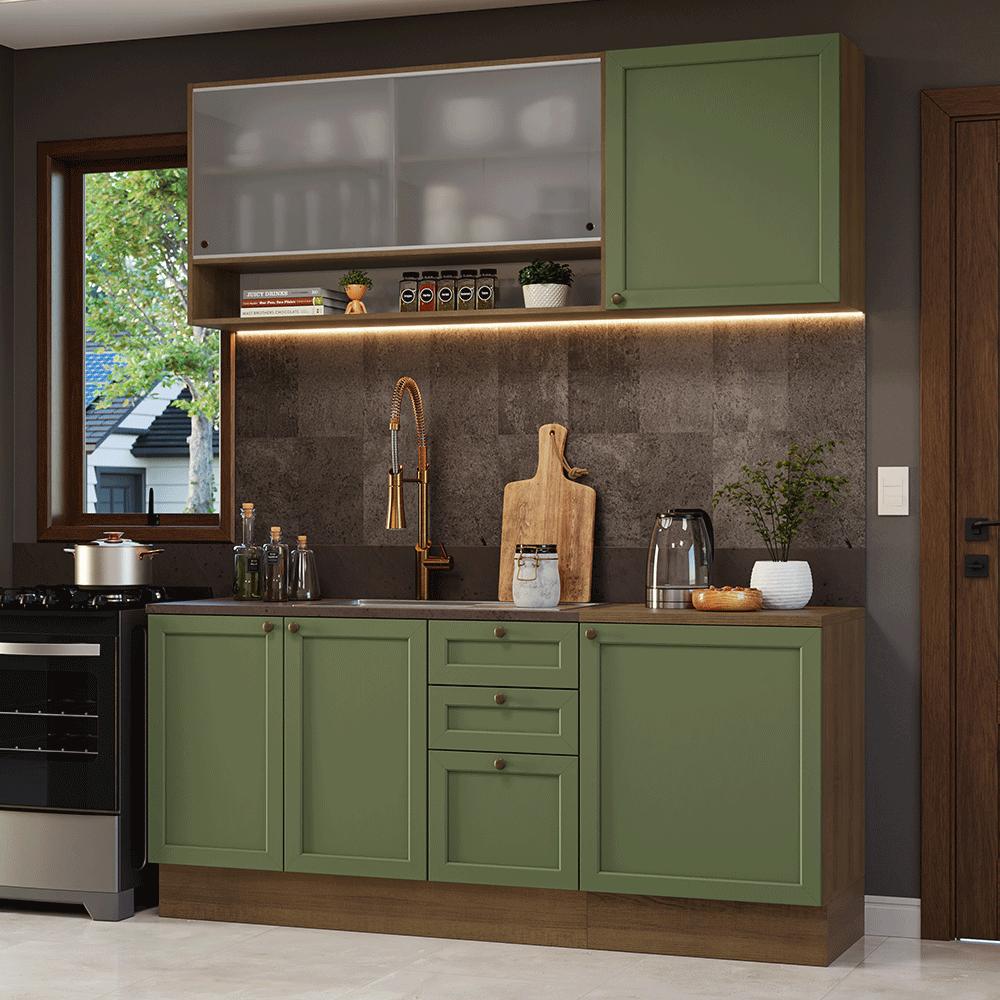Cocina Integral Vik 1.80 Metros Marrón/Verde 03 img #1