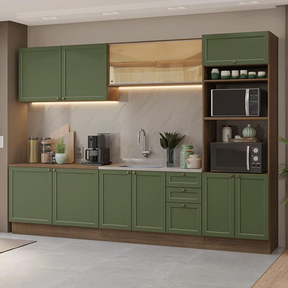 Cocina Integral Vik 3.10 Metros Marrón/Verde 01 img #1