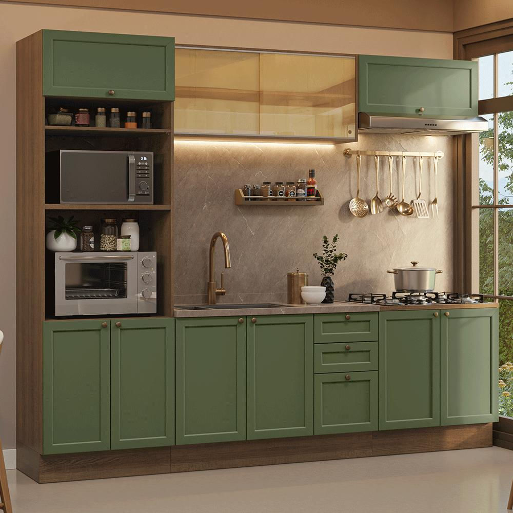 Cocina Integral Vik 2.70 Metros Marrón/Verde 02 img #1