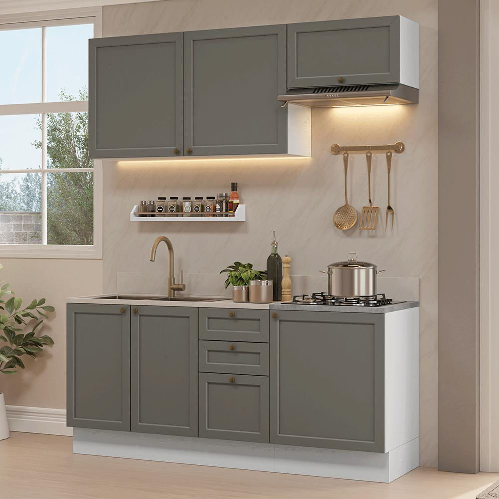 Cocina Integral Vik 1.80 Metros Blanco/Gris 01 img #1