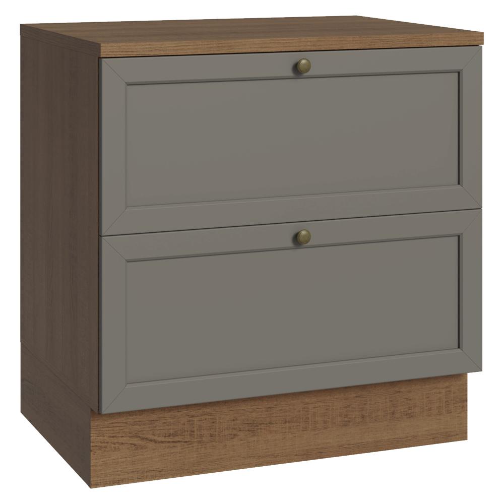 Mueble De Cocina Bajo Vik 80 Cm 2 Cajones Marrón/Gris img #1