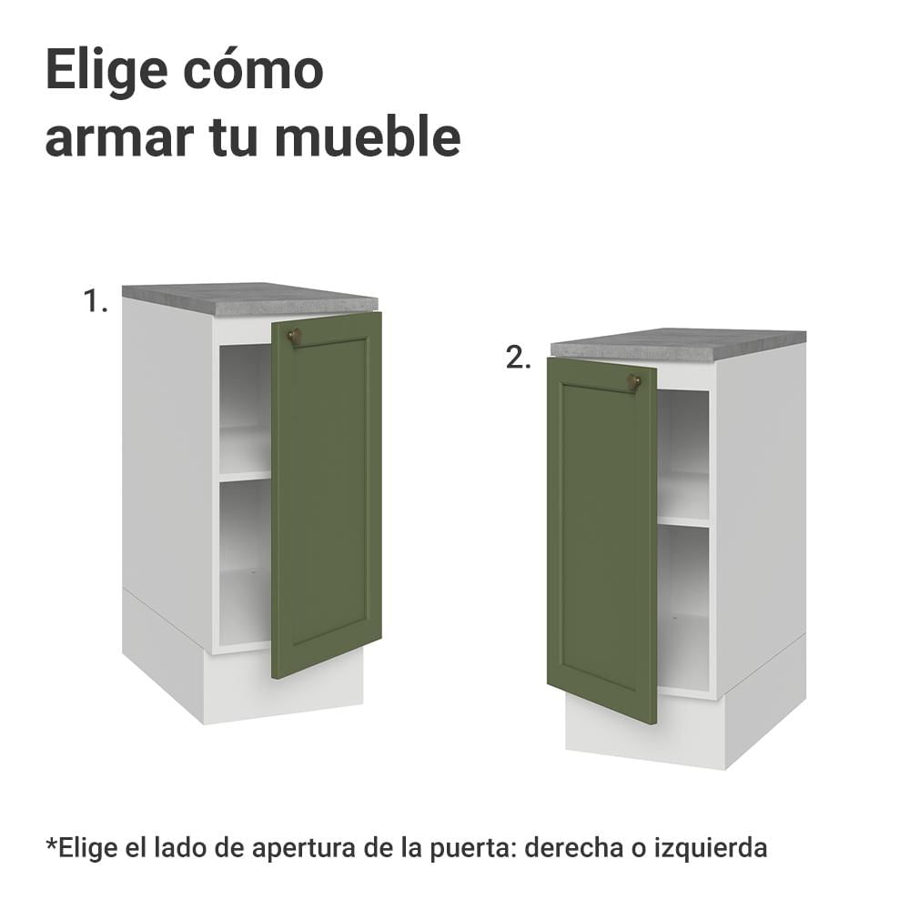 Mueble De Cocina Bajo Vik 35 Cm 1 Puerta Blanco/Verde img #3