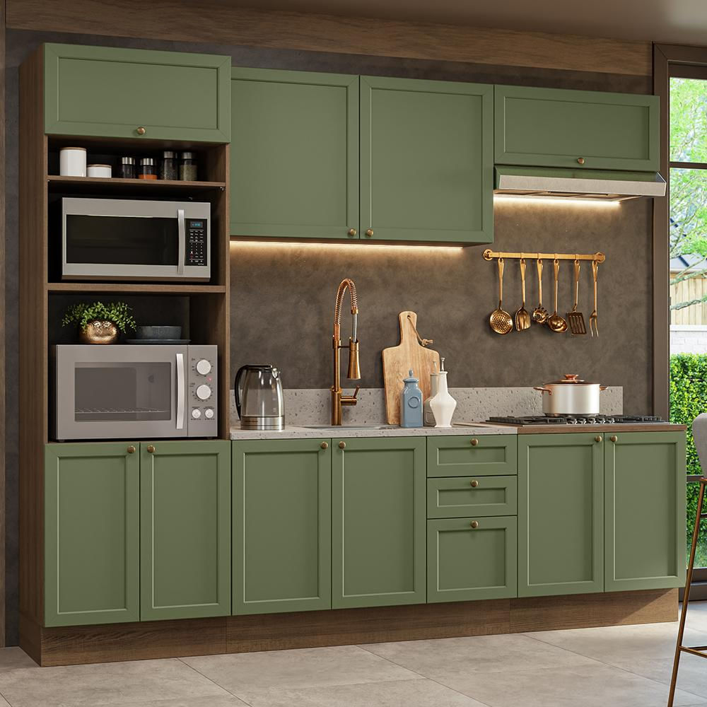 Cocina Integral Vik 2.70 Metros Marrón/Verde 01 img #1