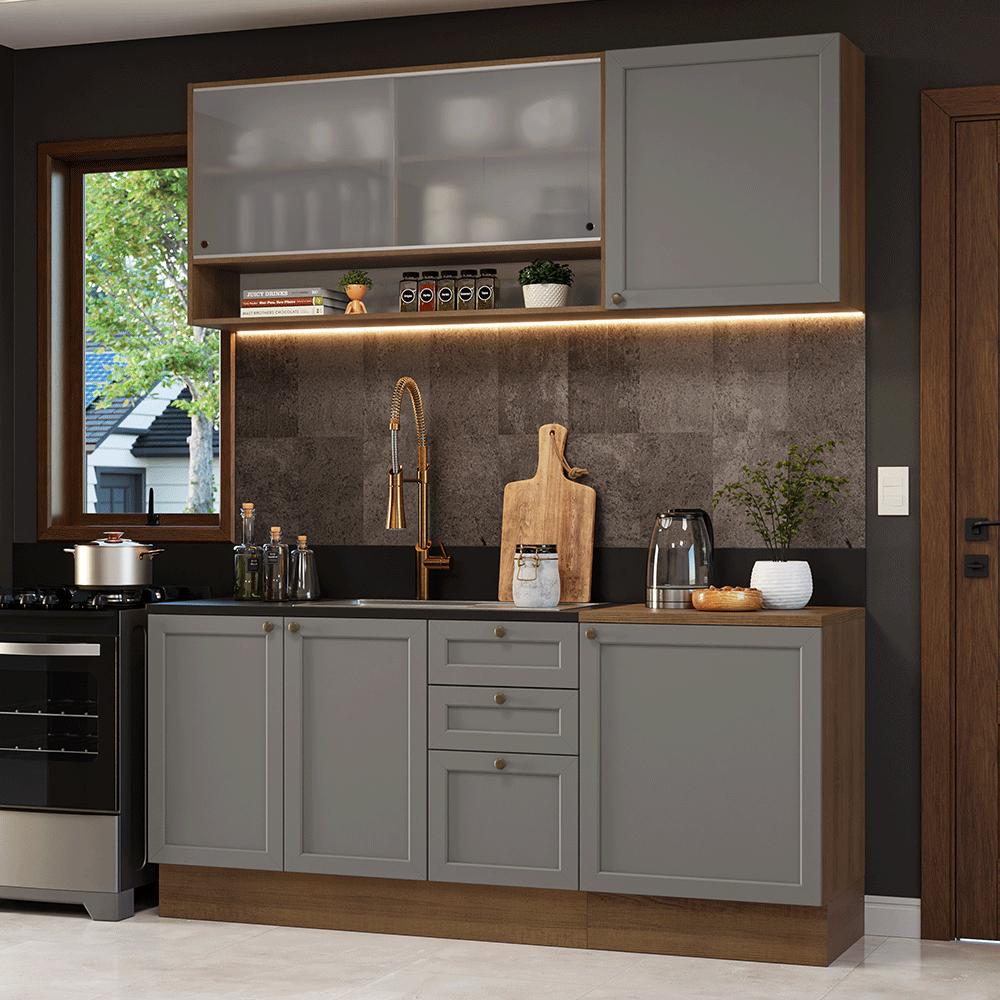 Cocina Integral Vik 1.80 Metros Marrón/Gris 03 img #1