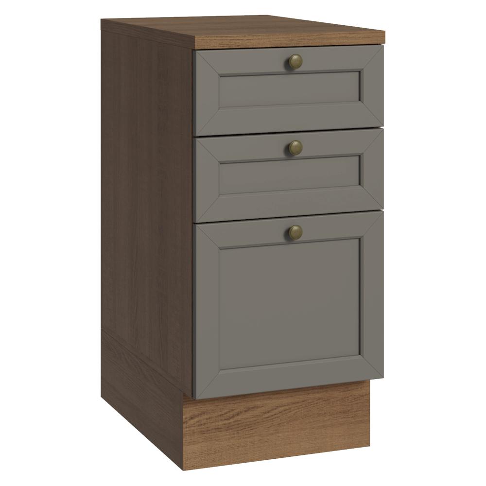 Mueble De Cocina Bajo Vik 40 Cm 3 Cajones Marrón/Gris img #1
