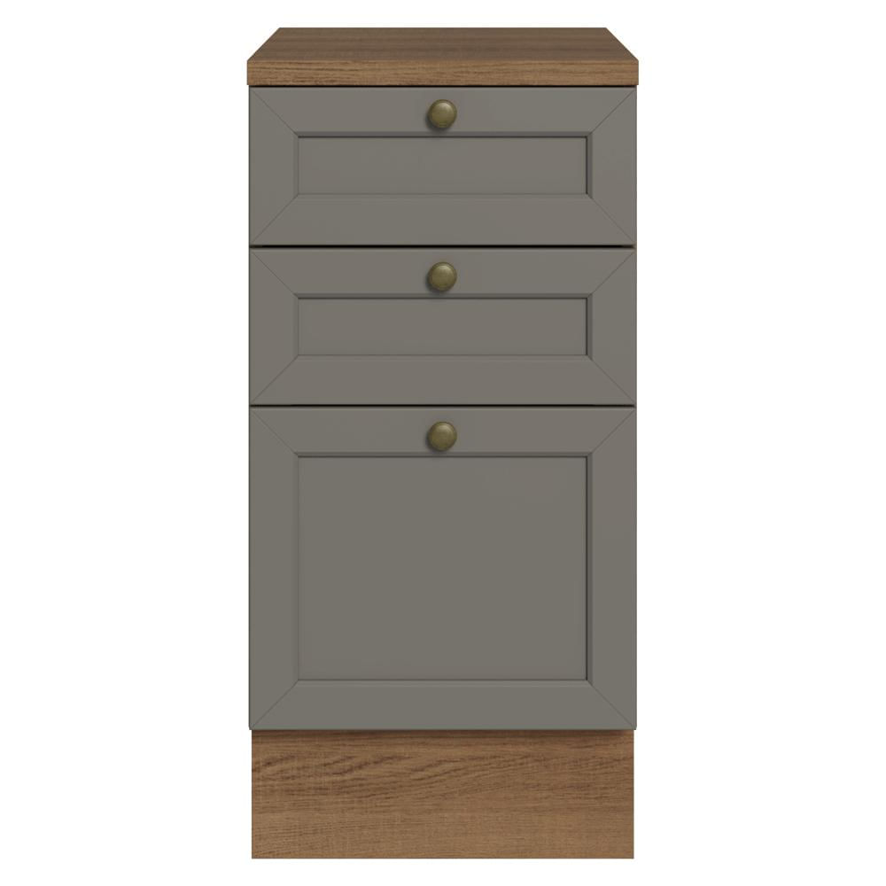 Mueble De Cocina Bajo Vik 40 Cm 3 Cajones Marrón/Gris img #3