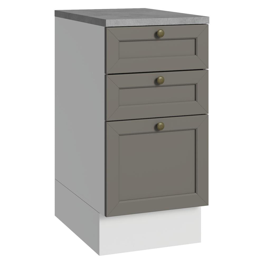 Mueble De Cocina Bajo Vik 40 Cm 3 Cajones Blanco/Gris img #1