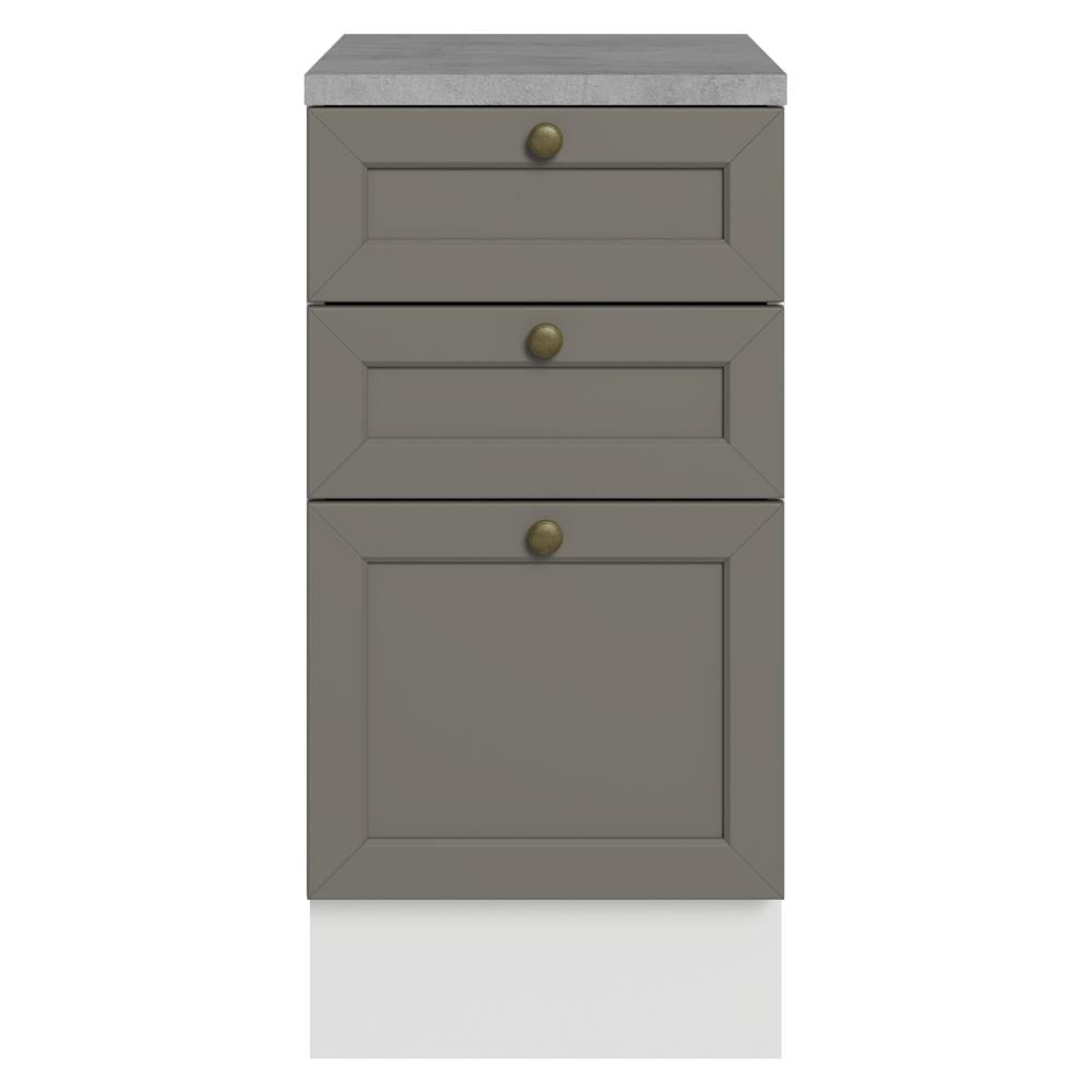 Mueble De Cocina Bajo Vik 40 Cm 3 Cajones Blanco/Gris img #3