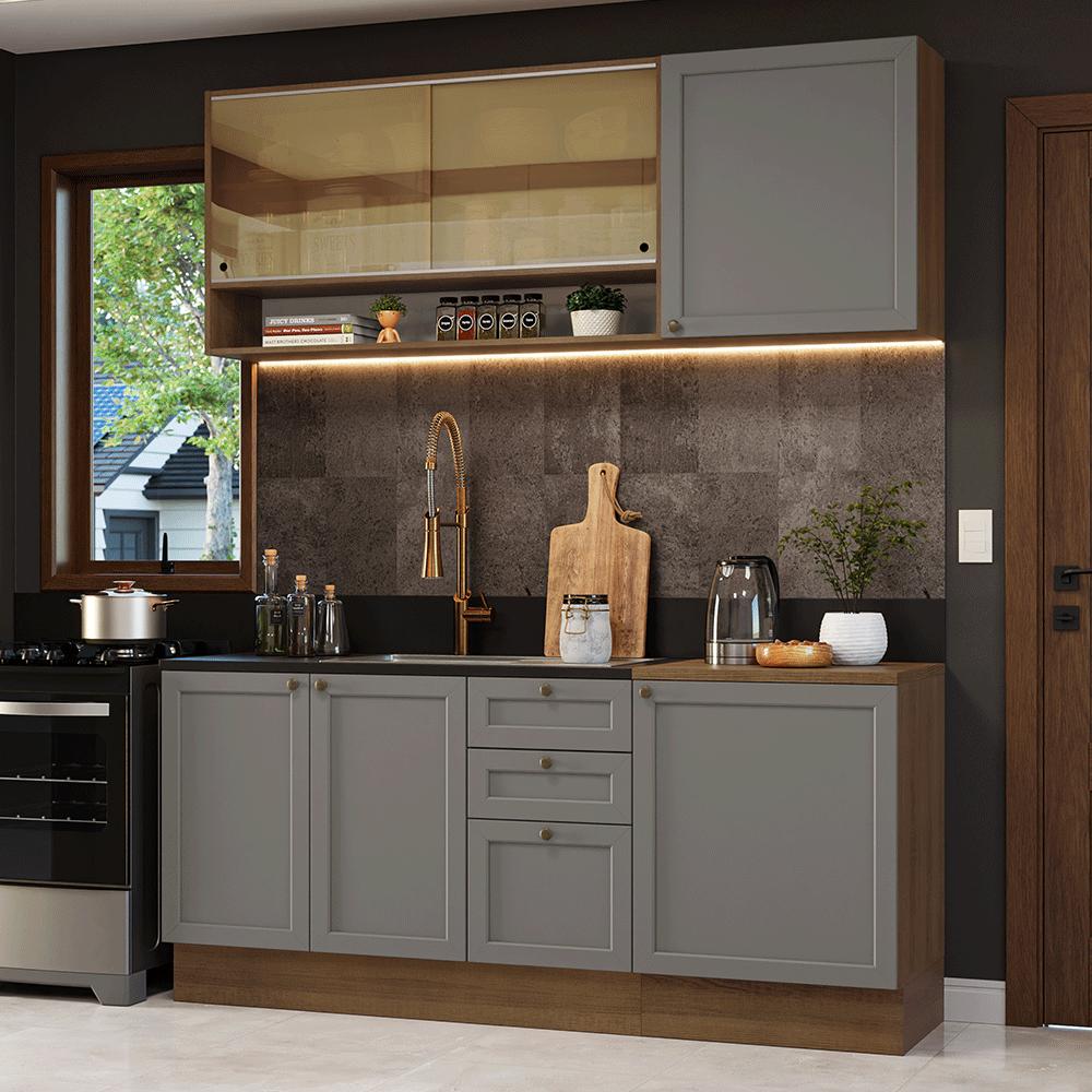 Cocina Integral Vik 1.80 Metros Marrón/Gris 04 img #1