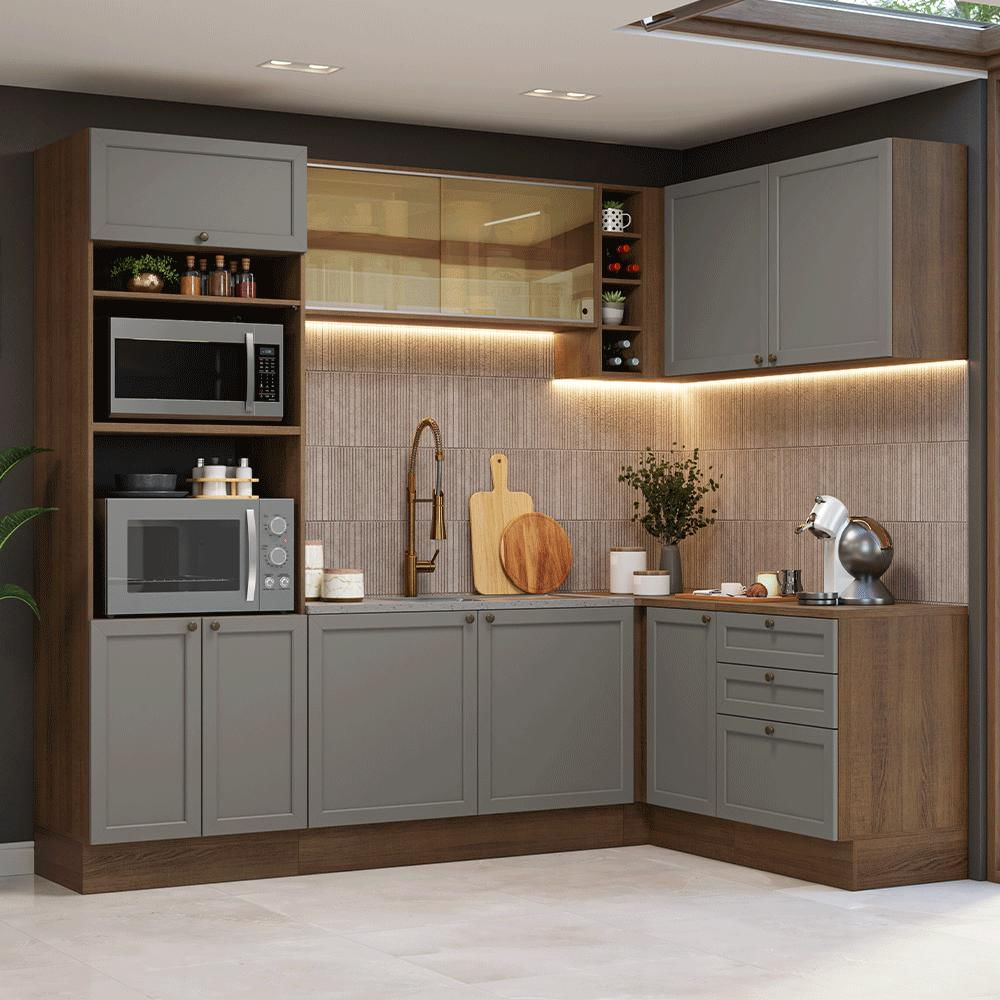 Cocina Integral De Esquina Vik 4.00 M Marrón/Gris 02 img #1