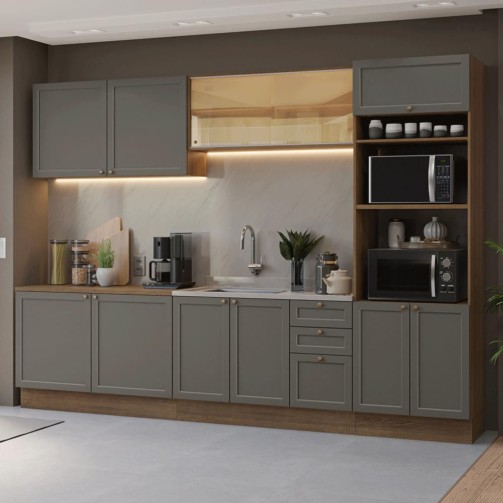 Cocina Integral Vik 3.10 Metros Marrón/Gris 01 img #1