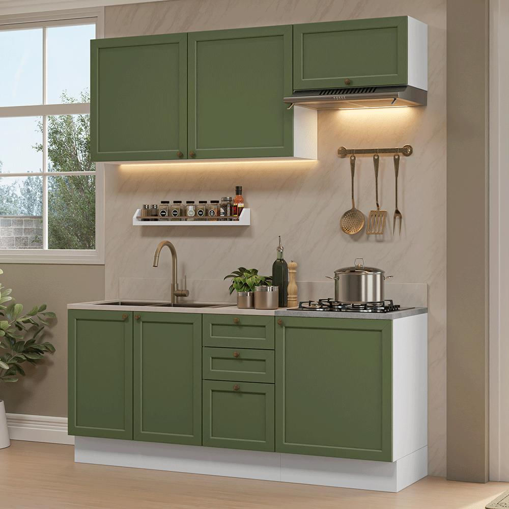 Cocina Integral Vik 1.80 Metros Blanco/Verde 01 img #1