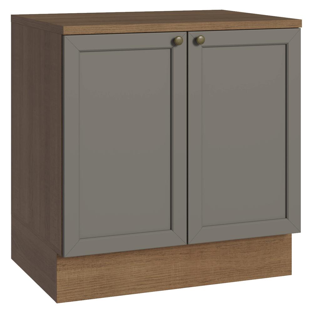 Mueble De Cocina Bajo Vik 80 Cm 2 Puertas Marrón/Gris img #1