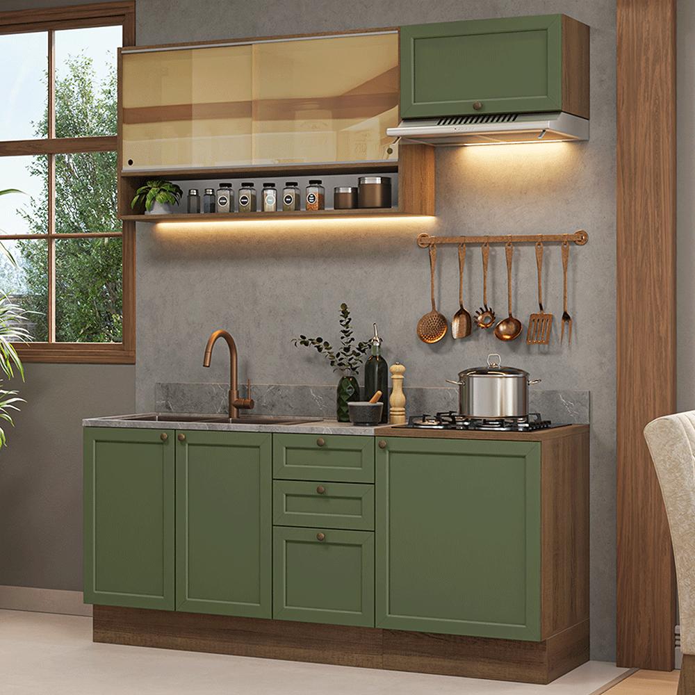 Cocina Integral Vik 1.80 Metros Marrón/Verde 05 img #1