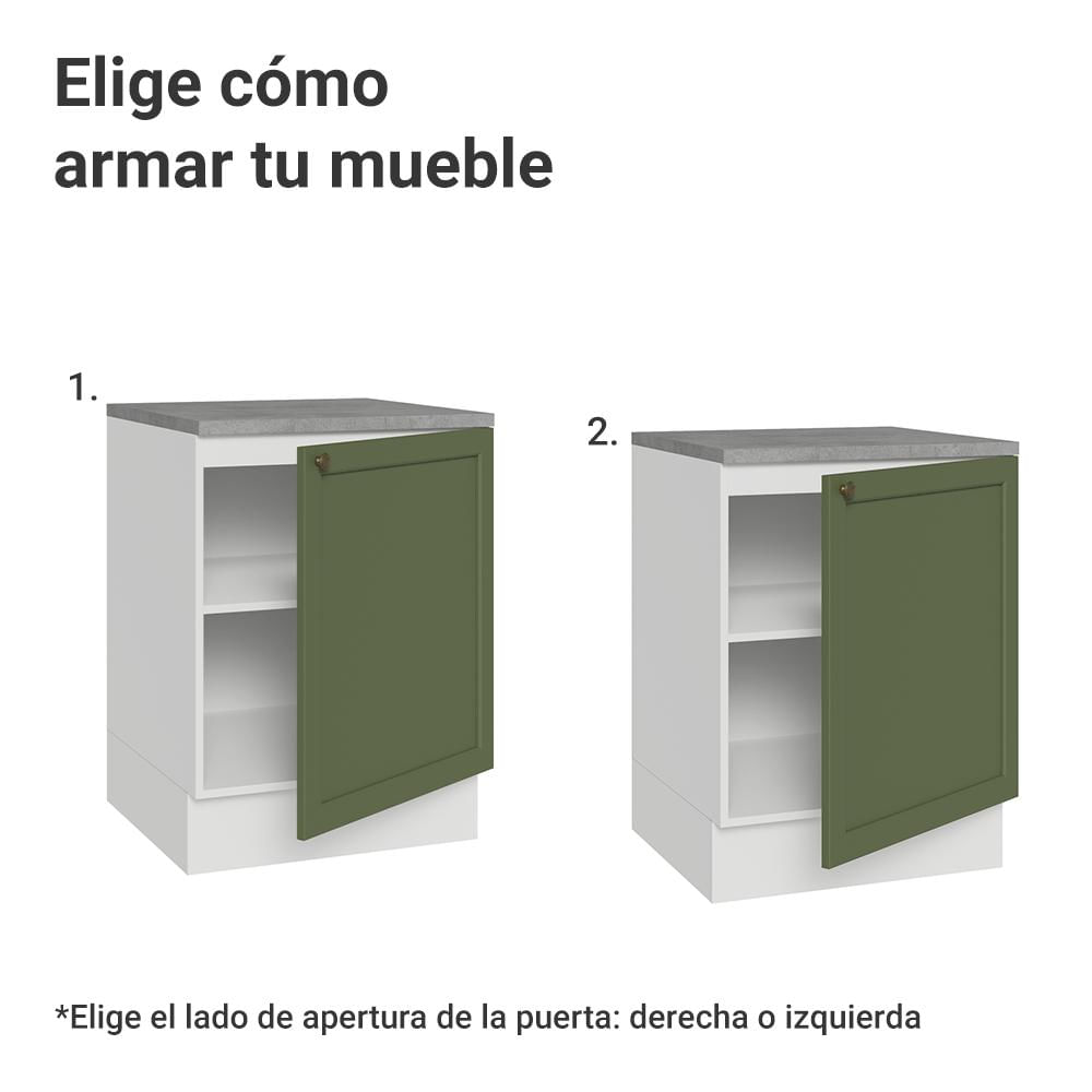 Mueble De Cocina Bajo Vik 60 Cm 1 Puerta Blanco/Verde img #3