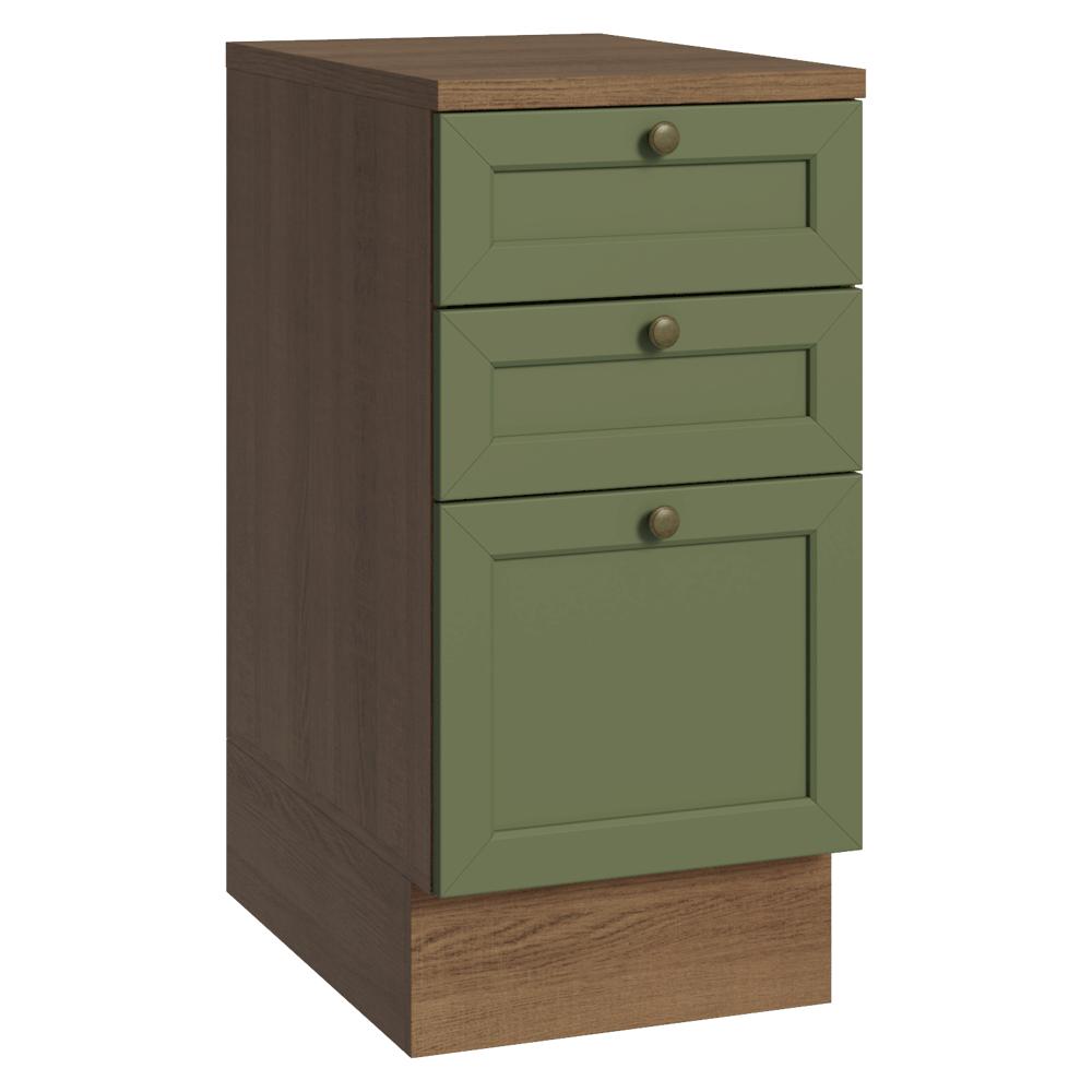 Mueble De Cocina Bajo Vik 40 Cm 3 Cajones Marrón/Verde img #1