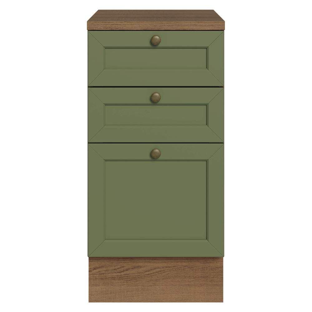 Mueble De Cocina Bajo Vik 40 Cm 3 Cajones Marrón/Verde img #3
