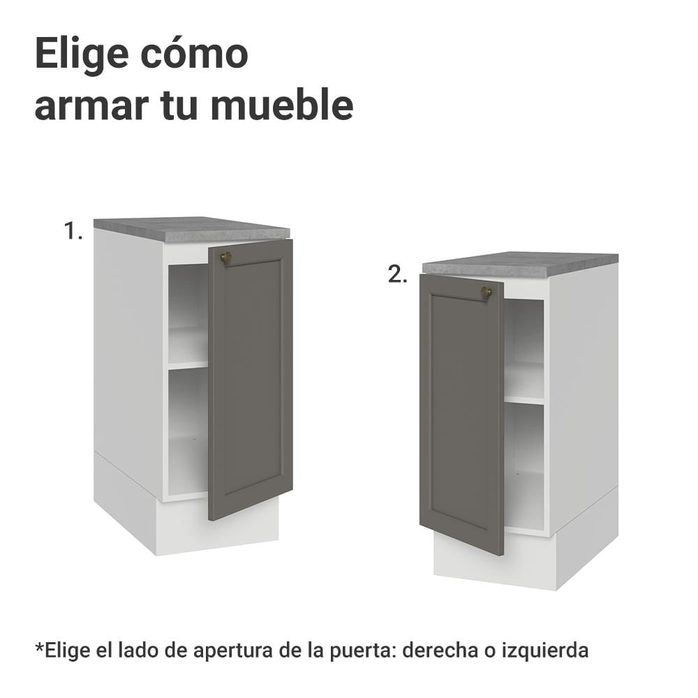 Mueble De Cocina Bajo Vik 35 Cm 1 Puerta Blanco/Gris img #3