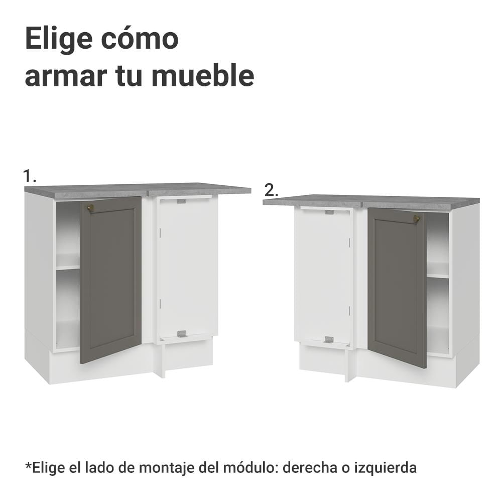 Mueble De Cocina Bajo De Esquina Vik 1 Puerta Blanco/Gris img #3