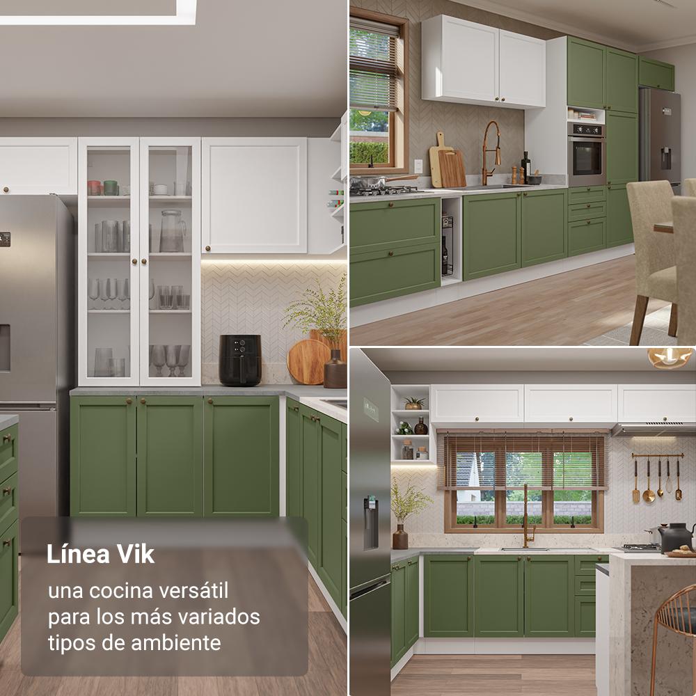 Cocina Integral De Esquina Vik 4.00 M Blanco/Verde 01 img #4