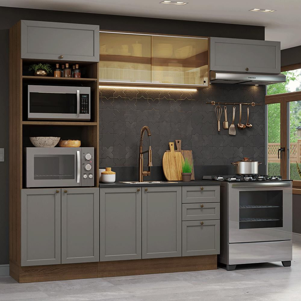 Cocina Integral Vik 2.70 Metros Marrón/Gris 04 img #1