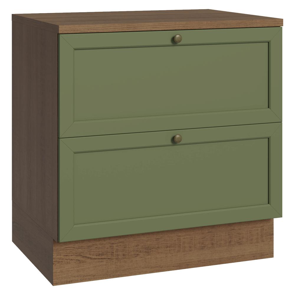 Mueble De Cocina Bajo Vik 80 Cm 2 Cajones Marrón/Verde img #1