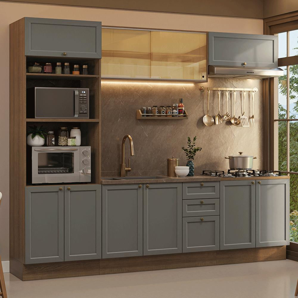 Cocina Integral Vik 2.70 Metros Marrón/Gris 02 img #1