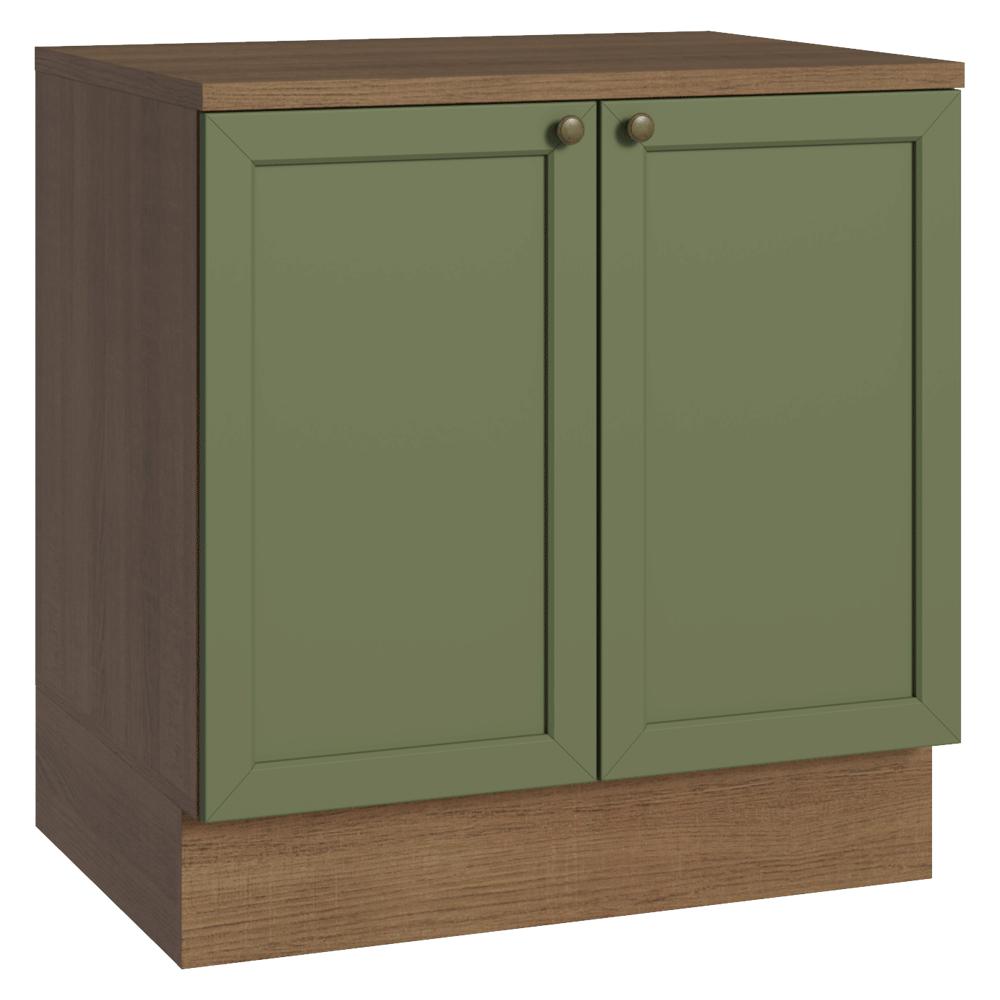 Mueble De Cocina Bajo Vik 80 Cm 2 Puertas Marrón/Verde img #1