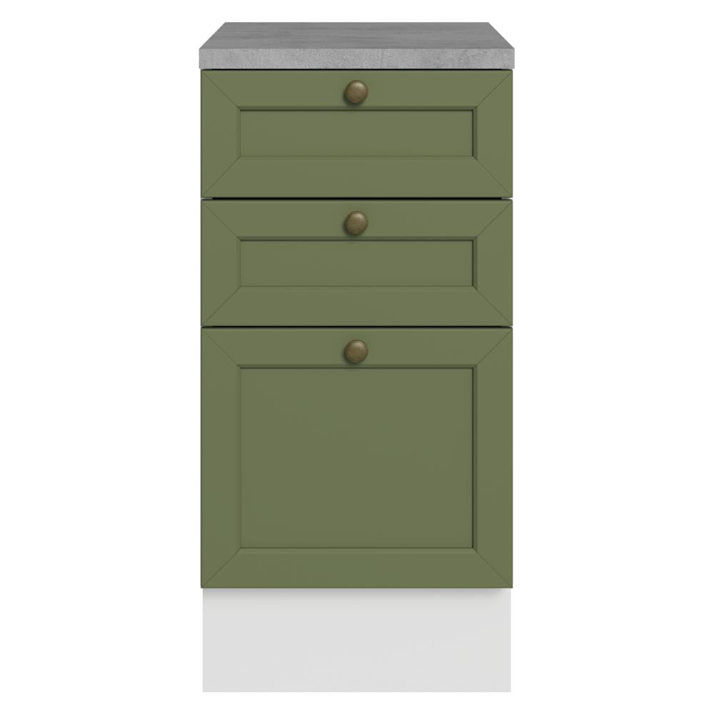 Mueble De Cocina Bajo Vik 40 Cm 3 Cajones Blanco/Verde img #3