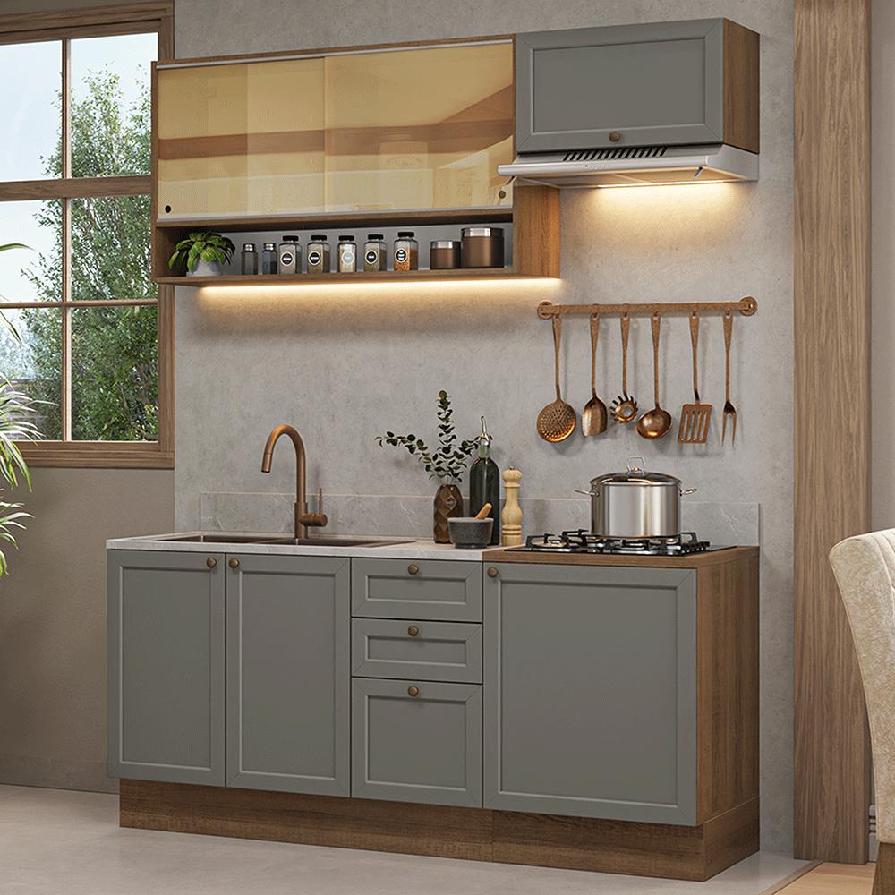 Cocina Integral Vik 1.80 Metros Marrón/Gris 05 img #1