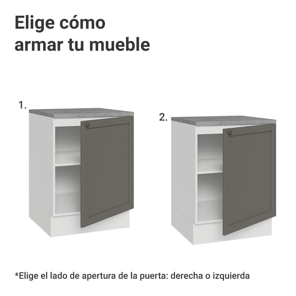 Mueble De Cocina Bajo Vik 60 Cm 1 Puerta Blanco/Gris img #3