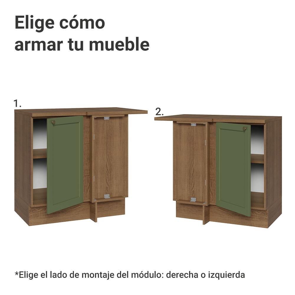 Mueble De Cocina Bajo De Esquina Vik 1 Puerta Marrón/Verde img #4