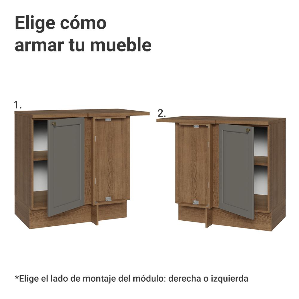 Mueble De Cocina Bajo De Esquina Vik 1 Puerta Marrón/Gris img #4