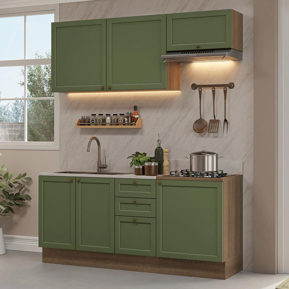 Cocina Integral Vik 1.80 Metros Marrón/Verde 01 img #1